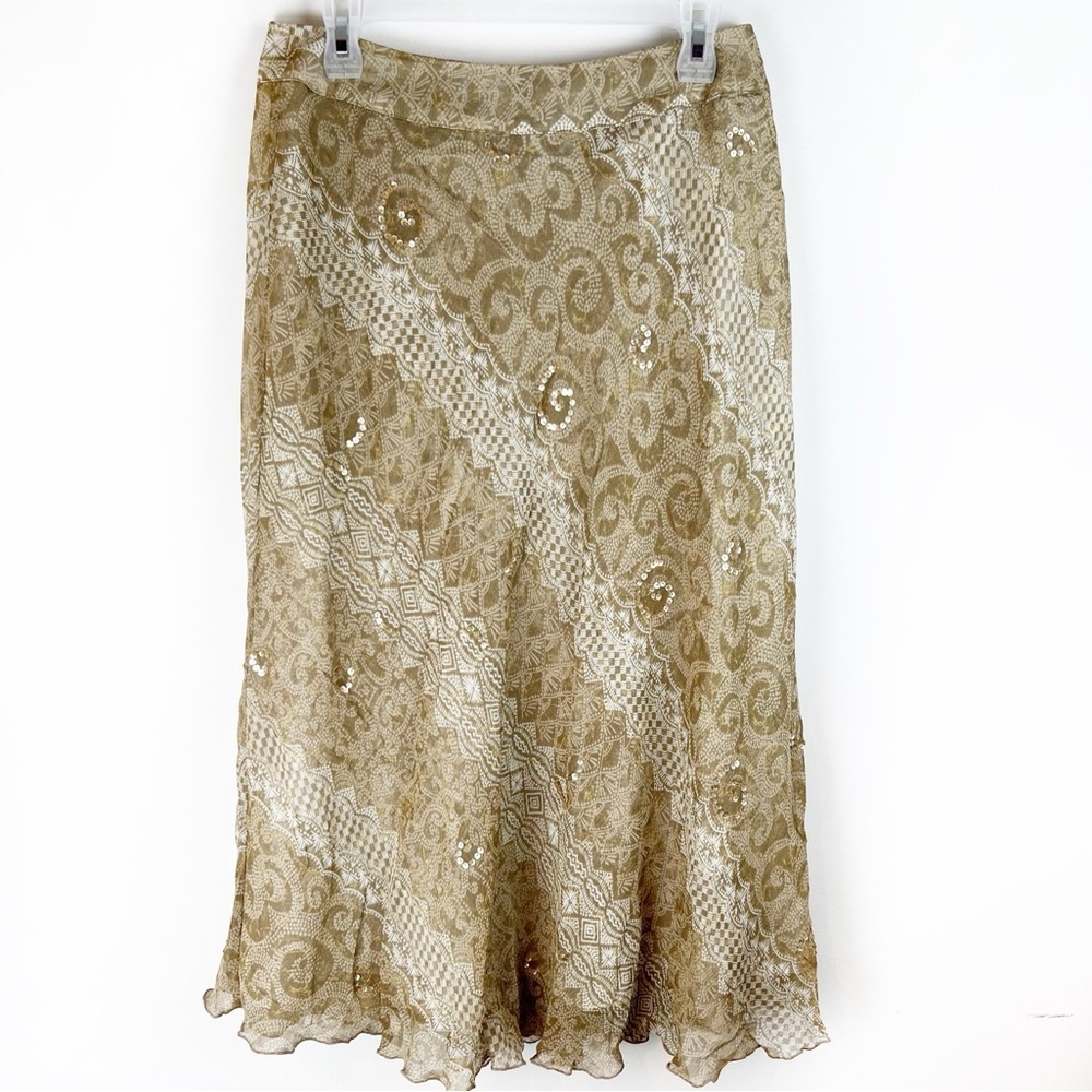 Vintage Laura Ashley 100% Silk Maxi Skirt Sheer Fairy Cottagecore 10 Peasant